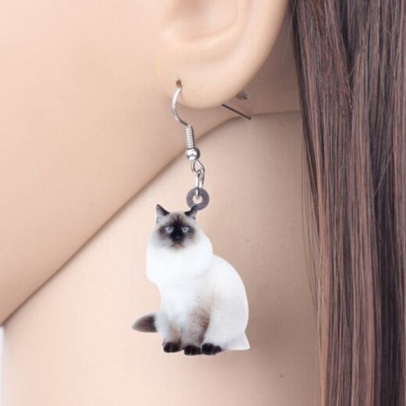 Himalayan Persian Kitty Earrings - Picture 2 of 2